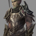 Laranthir of the Wild, one of the sylvari NPC's from Guild Wars 2. Simple portrait practice painting, waist-high. Laranthir is painted wearing the "Vigil's Honor" armor set.