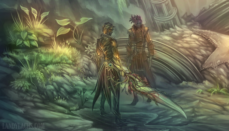 Detail crop of the previous illustration crop. Text reads: "The scholar witnessed the fulfillment of his dream."