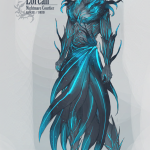 Loose drawing of a blue-toned sylvari ranger.