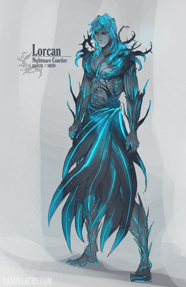 Loose drawing of a blue-toned sylvari ranger.