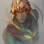Loosely painted warm-up drawing of Trahearne from Guild Wars 2.