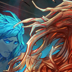Work-in-progress panel crop showing "Lorcan" and "Caydren" from "Nightmare's Embrace," a Guild Wars 2 sylvari mini-fancomic.